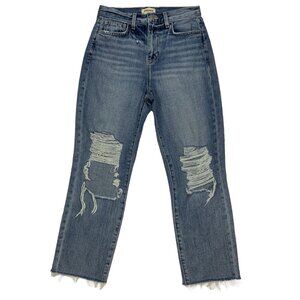 L'AGENCE Adele High Rise Crop Stovepipe Jean 25 Fallbrook Distressed Frayed Cuff